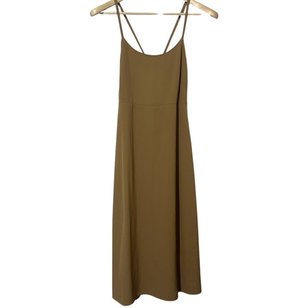 Everlane Tan Khaki The‎ Japanese GoWeave Cross Back Midi Dress Womens 2